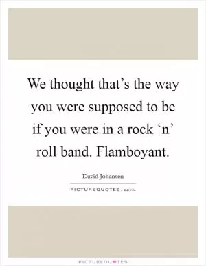 We thought that’s the way you were supposed to be if you were in a rock ‘n’ roll band. Flamboyant Picture Quote #1