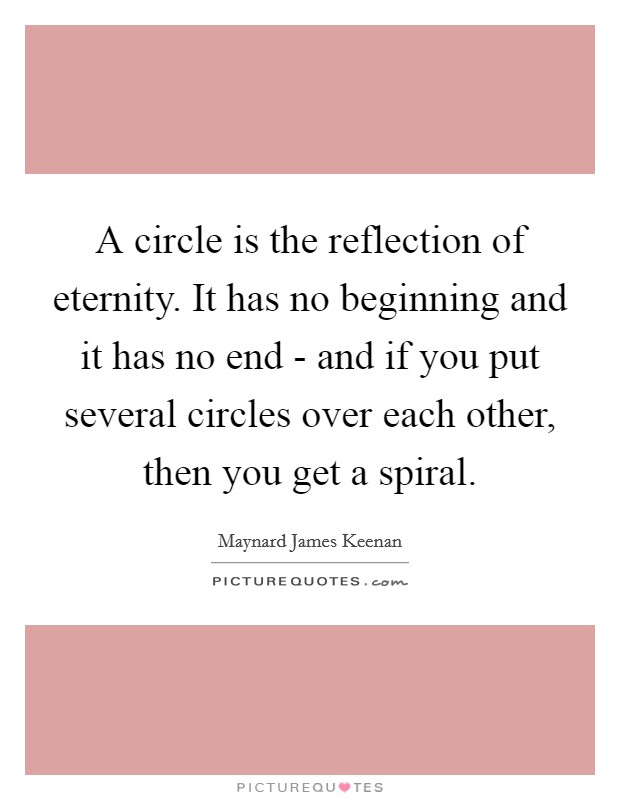 A circle is the reflection of eternity. It has no beginning and it has no end - and if you put several circles over each other, then you get a spiral Picture Quote #1