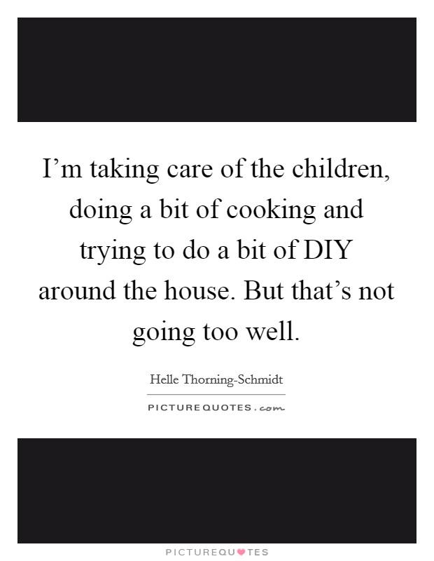 I'm taking care of the children, doing a bit of cooking and trying to do a bit of DIY around the house. But that's not going too well Picture Quote #1