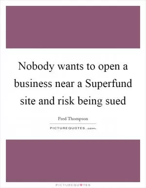 Nobody wants to open a business near a Superfund site and risk being sued Picture Quote #1