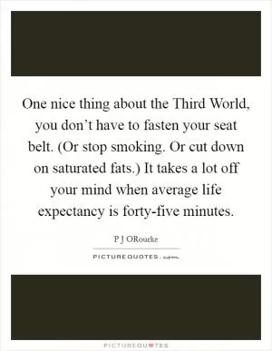 One nice thing about the Third World, you don’t have to fasten your seat belt. (Or stop smoking. Or cut down on saturated fats.) It takes a lot off your mind when average life expectancy is forty-five minutes Picture Quote #1