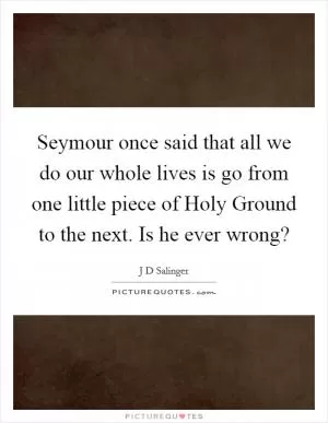 Seymour once said that all we do our whole lives is go from one little piece of Holy Ground to the next. Is he ever wrong? Picture Quote #1