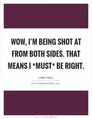Wow, I’m being shot at from both sides. That means I *must* be right Picture Quote #1