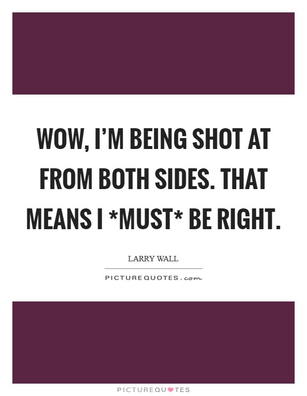 Wow, I'm being shot at from both sides. That means I *must* be right Picture Quote #1