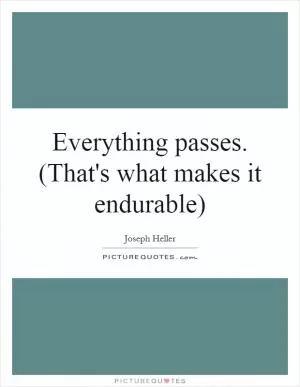 Everything passes. (That's what makes it endurable) Picture Quote #1