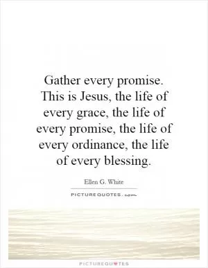 Gather every promise. This is Jesus, the life of every grace, the life of every promise, the life of every ordinance, the life of every blessing Picture Quote #1