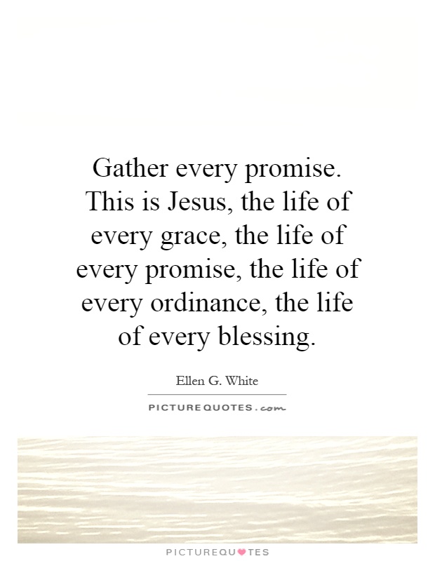 Gather every promise. This is Jesus, the life of every grace, the life of every promise, the life of every ordinance, the life of every blessing Picture Quote #1