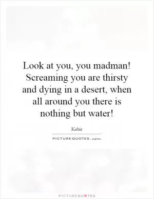 Look at you, you madman! Screaming you are thirsty and dying in a desert, when all around you there is nothing but water! Picture Quote #1