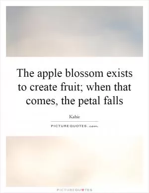 The apple blossom exists to create fruit; when that comes, the petal falls Picture Quote #1