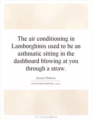 The air conditioning in Lamborghinis used to be an asthmatic sitting in the dashboard blowing at you through a straw Picture Quote #1