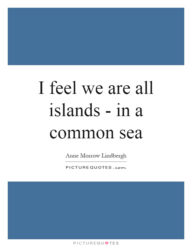 I feel we are all islands - in a common sea Picture Quote #1
