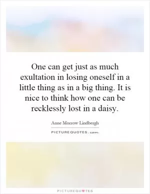 One can get just as much exultation in losing oneself in a little thing as in a big thing. It is nice to think how one can be recklessly lost in a daisy Picture Quote #1