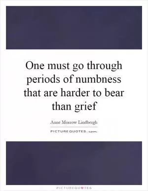 One must go through periods of numbness that are harder to bear than grief Picture Quote #1