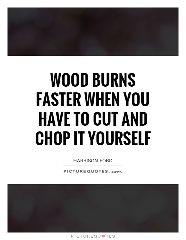 Wood burns faster when you have to cut and chop it yourself Picture Quote #1