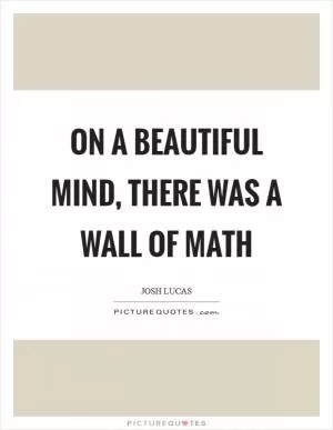 On A Beautiful Mind, there was a wall of math Picture Quote #1