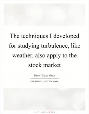The techniques I developed for studying turbulence, like weather, also apply to the stock market Picture Quote #1