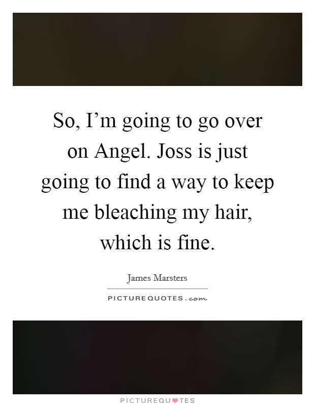 So, I'm going to go over on Angel. Joss is just going to find a way to keep me bleaching my hair, which is fine Picture Quote #1