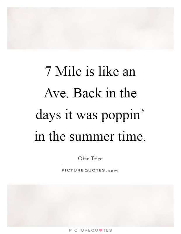 7 Mile is like an Ave. Back in the days it was poppin' in the summer time Picture Quote #1
