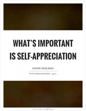 What’s important is self-appreciation Picture Quote #1