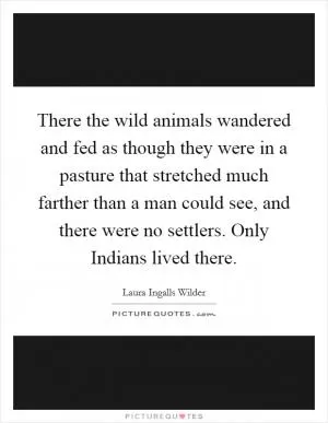 There the wild animals wandered and fed as though they were in a pasture that stretched much farther than a man could see, and there were no settlers. Only Indians lived there Picture Quote #1