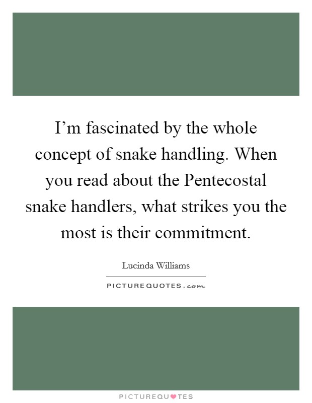 I'm fascinated by the whole concept of snake handling. When you read about the Pentecostal snake handlers, what strikes you the most is their commitment Picture Quote #1