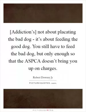 [Addiction’s] not about placating the bad dog - it’s about feeding the good dog. You still have to feed the bad dog, but only enough so that the ASPCA doesn’t bring you up on charges Picture Quote #1