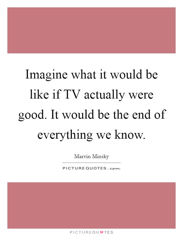 Imagine what it would be like if TV actually were good. It would be the end of everything we know Picture Quote #1