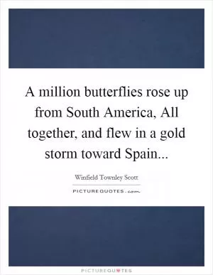 A million butterflies rose up from South America, All together, and flew in a gold storm toward Spain Picture Quote #1