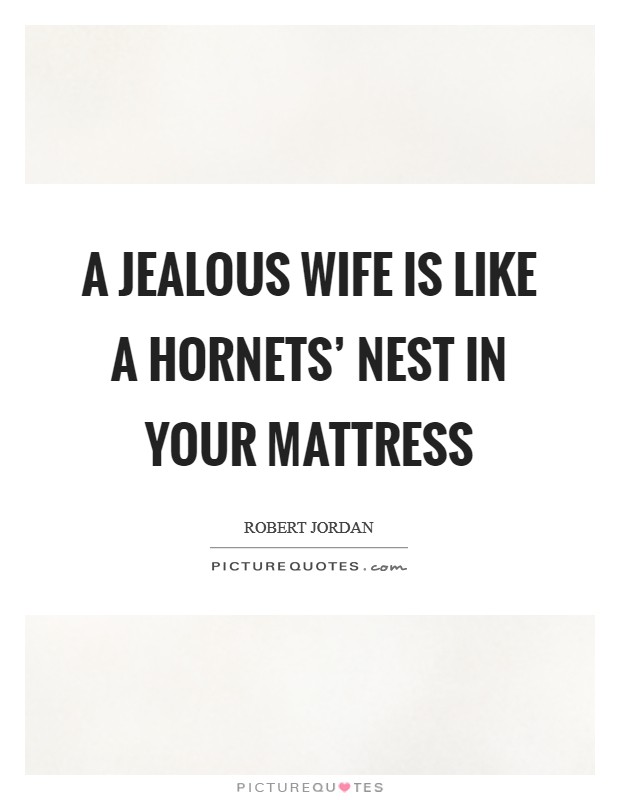 A jealous wife is like a hornets' nest in your mattress Picture Quote #1