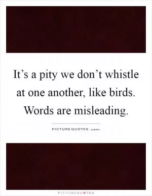 It’s a pity we don’t whistle at one another, like birds. Words are misleading Picture Quote #1
