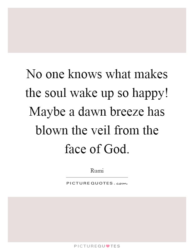 No one knows what makes the soul wake up so happy! Maybe a dawn breeze has blown the veil from the face of God Picture Quote #1