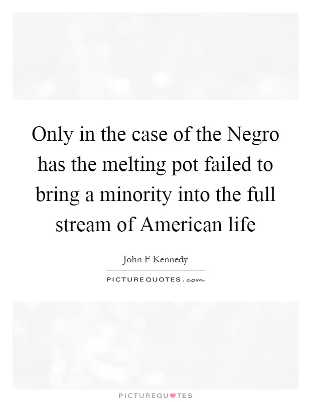 Only in the case of the Negro has the melting pot failed to bring a minority into the full stream of American life Picture Quote #1