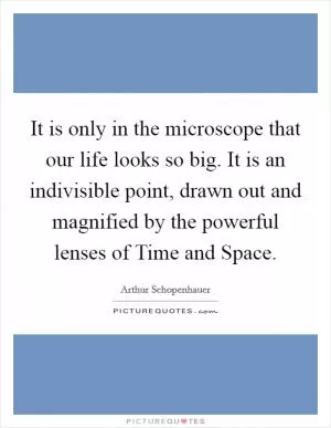 It is only in the microscope that our life looks so big. It is an indivisible point, drawn out and magnified by the powerful lenses of Time and Space Picture Quote #1