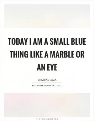 Today I am a small blue thing Like a marble or an eye Picture Quote #1