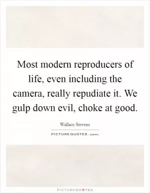 Most modern reproducers of life, even including the camera, really repudiate it. We gulp down evil, choke at good Picture Quote #1