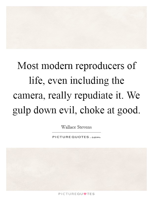 Most modern reproducers of life, even including the camera, really repudiate it. We gulp down evil, choke at good Picture Quote #1