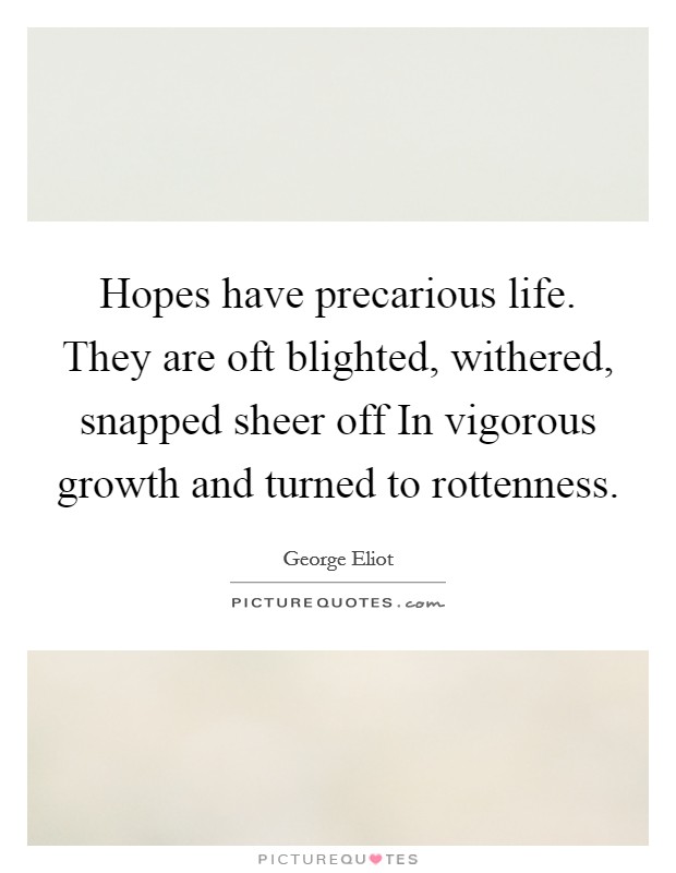 Hopes have precarious life. They are oft blighted, withered, snapped sheer off In vigorous growth and turned to rottenness Picture Quote #1