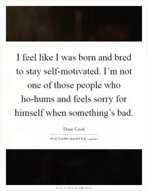 I feel like I was born and bred to stay self-motivated. I’m not one of those people who ho-hums and feels sorry for himself when something’s bad Picture Quote #1