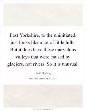 East Yorkshire, to the uninitiated, just looks like a lot of little hills. But it does have these marvelous valleys that were caused by glaciers, not rivers. So it is unusual Picture Quote #1