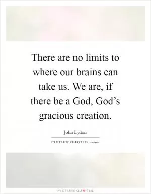 There are no limits to where our brains can take us. We are, if there be a God, God’s gracious creation Picture Quote #1