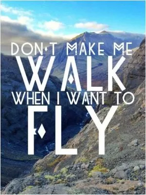 Don't make me walk when I want to fly Picture Quote #1
