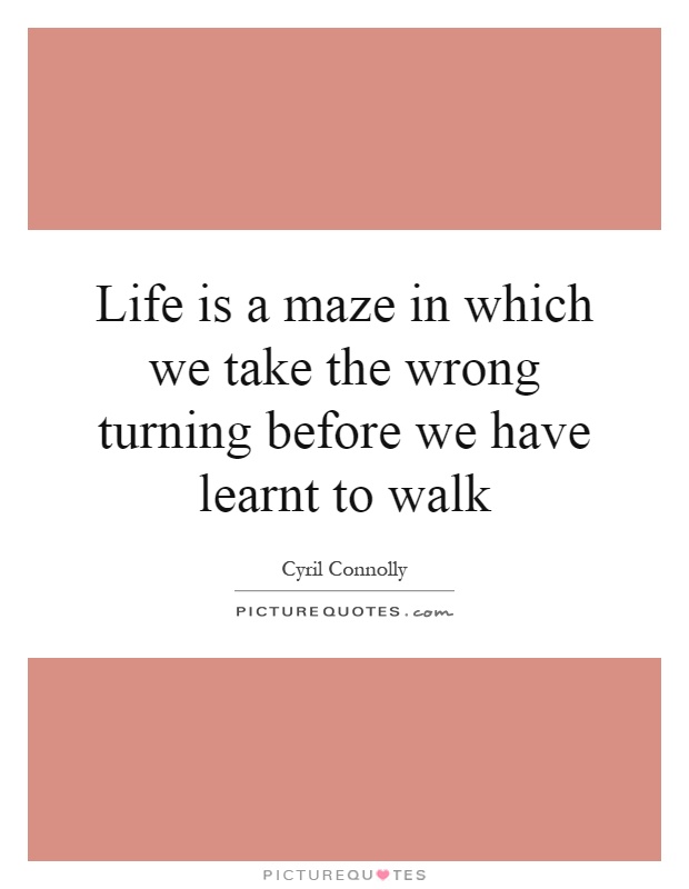 Life is a maze in which we take the wrong turning before we have learnt to walk Picture Quote #1