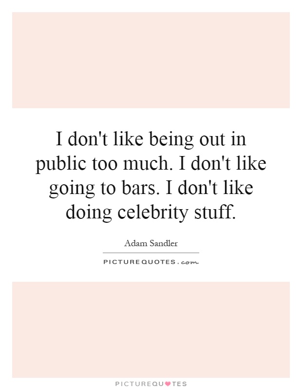 I don't like being out in public too much. I don't like going to bars. I don't like doing celebrity stuff Picture Quote #1