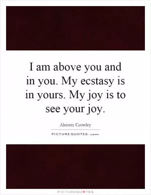I am above you and in you. My ecstasy is in yours. My joy is to see your joy Picture Quote #1