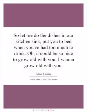So let me do the dishes in our kitchen sink, put you to bed when you've had too much to drink. Oh, it could be so nice to grow old with you, I wanna grow old with you Picture Quote #1