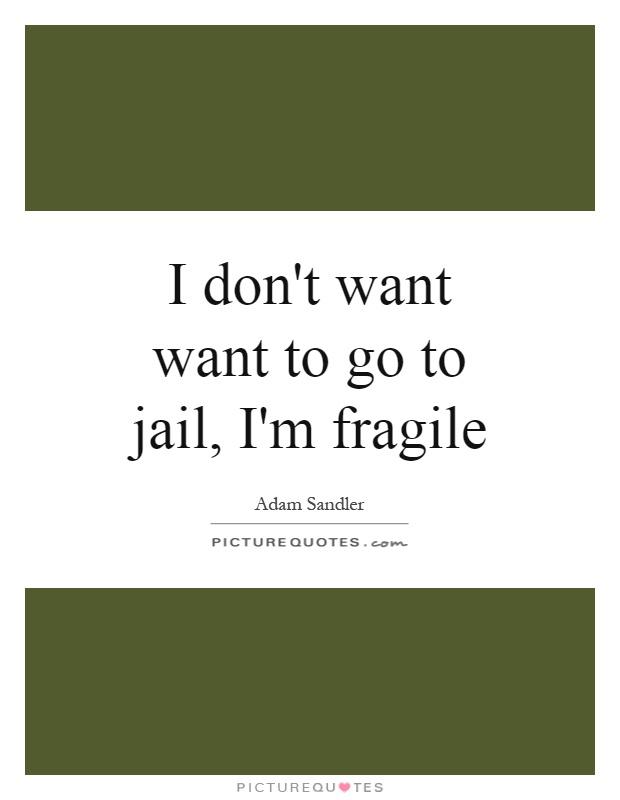 I don't want want to go to jail, I'm fragile Picture Quote #1