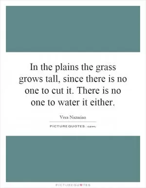 In the plains the grass grows tall, since there is no one to cut it. There is no one to water it either Picture Quote #1