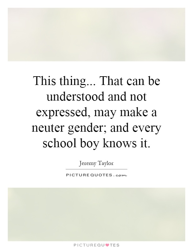 This thing... That can be understood and not expressed, may make a neuter gender; and every school boy knows it Picture Quote #1