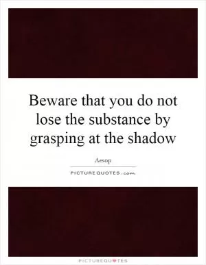 Beware that you do not lose the substance by grasping at the shadow Picture Quote #1