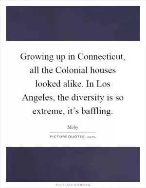 Growing up in Connecticut, all the Colonial houses looked alike. In Los Angeles, the diversity is so extreme, it’s baffling Picture Quote #1